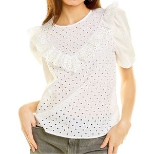 DAISY LANE Daisy Lane Eyelet Puff Sleeve Top, White, Size Medium NWT